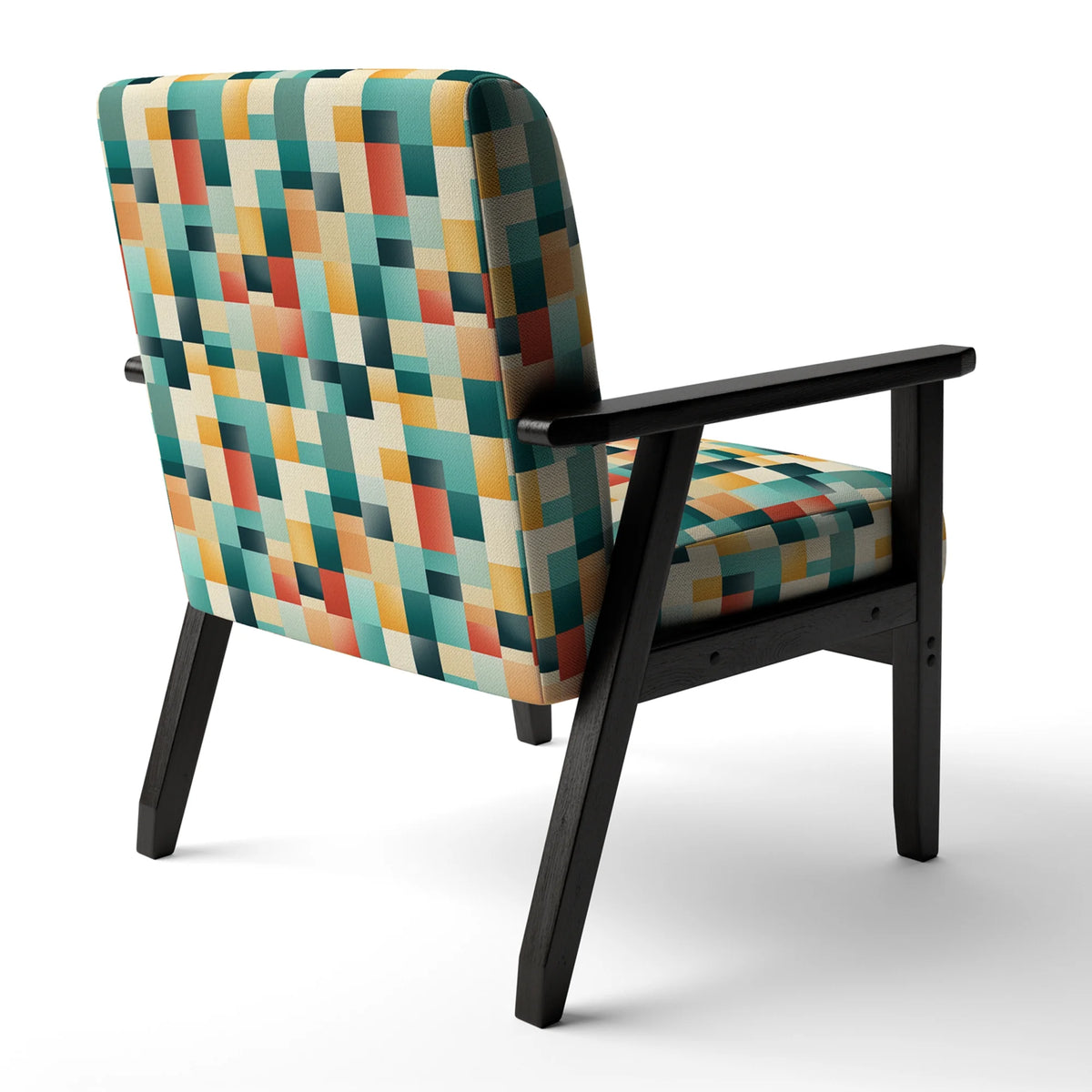Orange And Green Popart Pop Culture Pixels Upholstered Striped Accent Chair B1874