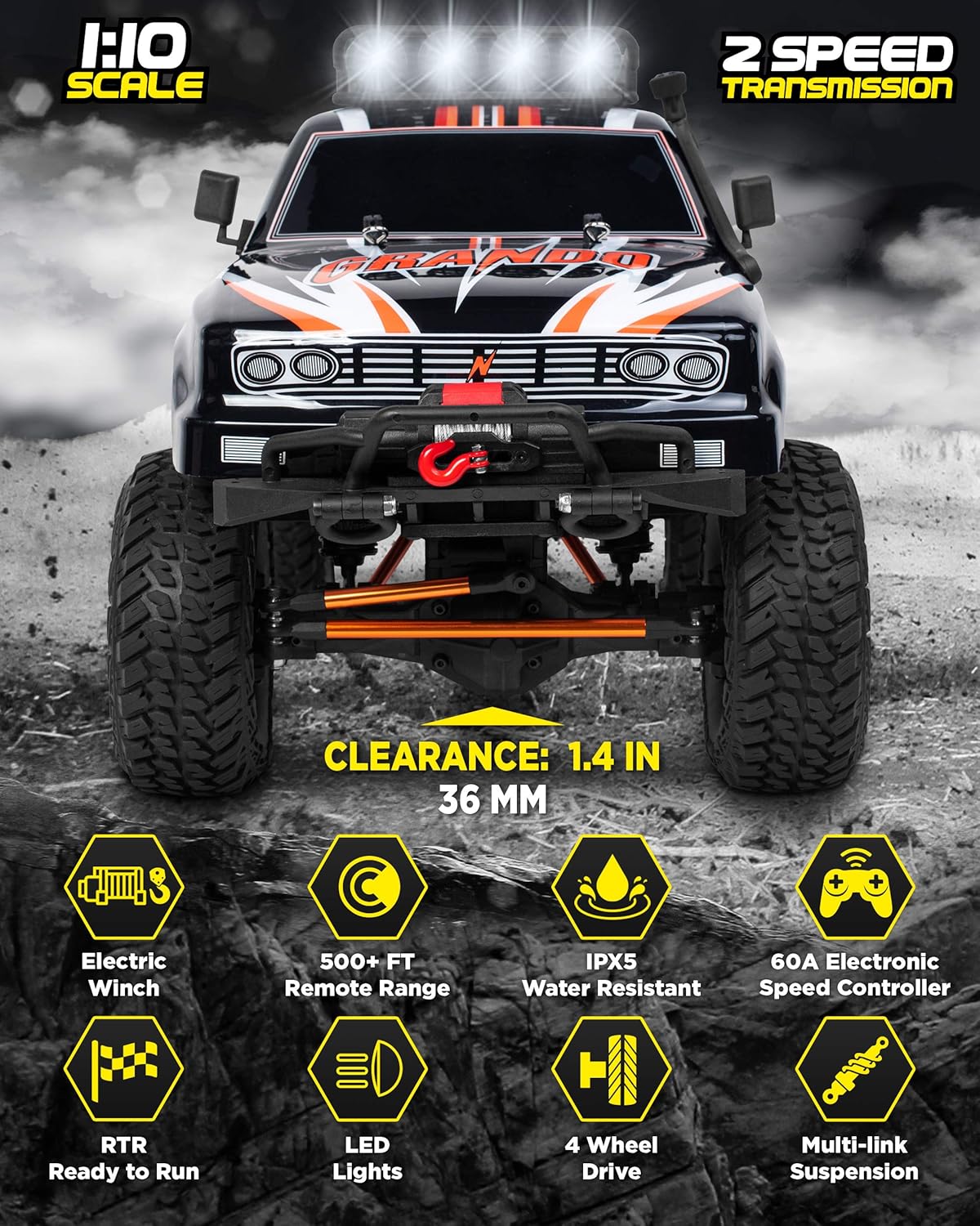 1:10 Scale 4WD Off Road RC Crawler Electric Truck E830265
