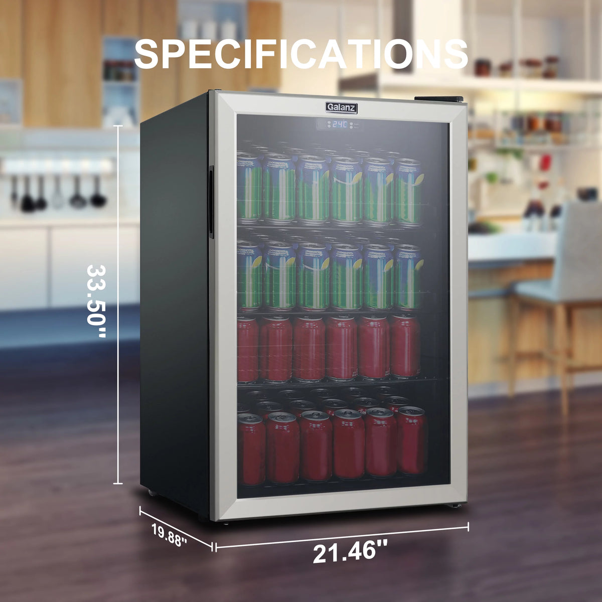 4.5 Cu ft 152 Can Stainless Steel Beverage Center Mini Fridge V2455
