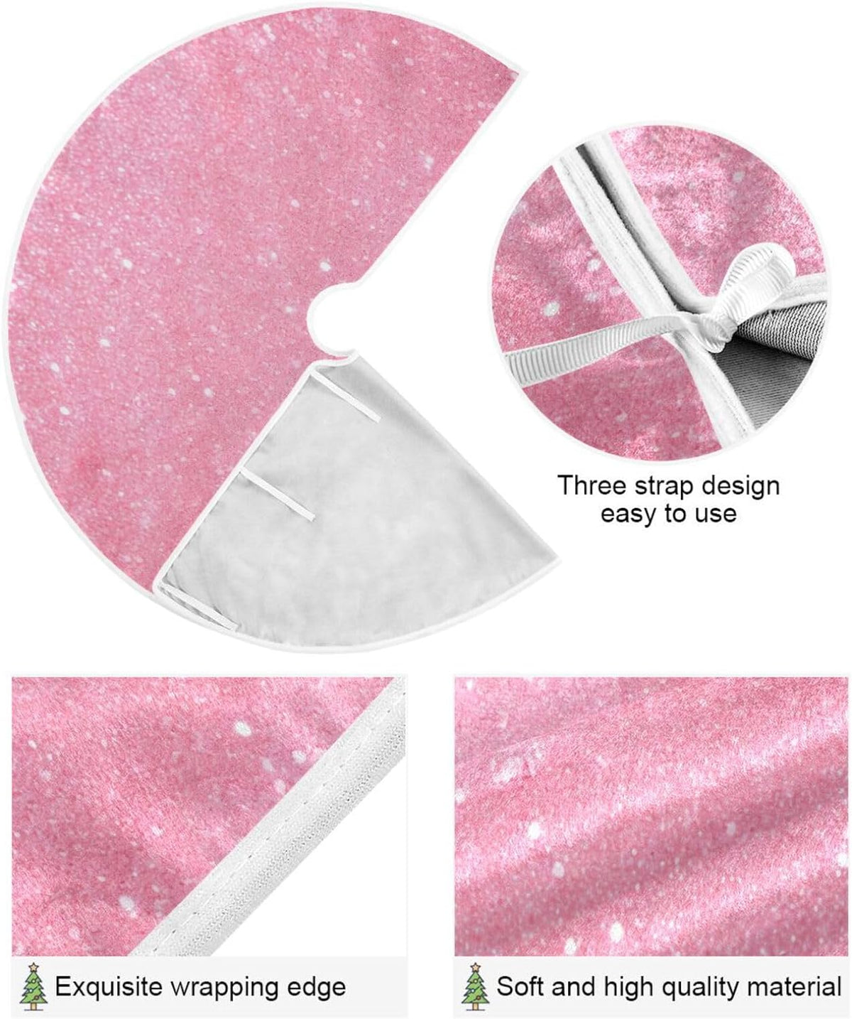 Glitter Blush Pink 47.2" Suede Christmas Tree Skirt J13698
