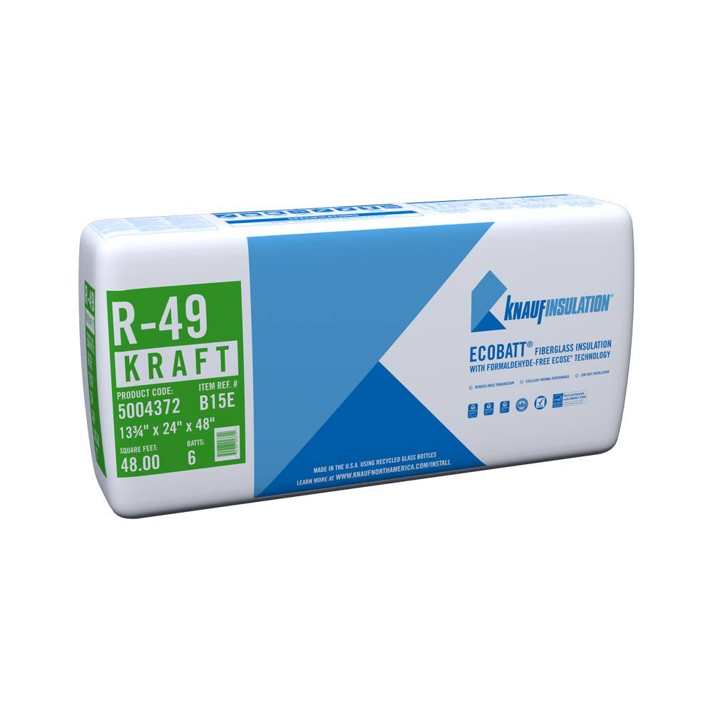 R-49 Kraft Faced Fiberglass Insulation Batt 13-3/4 in. x 24 in. x 48 in. X92630
