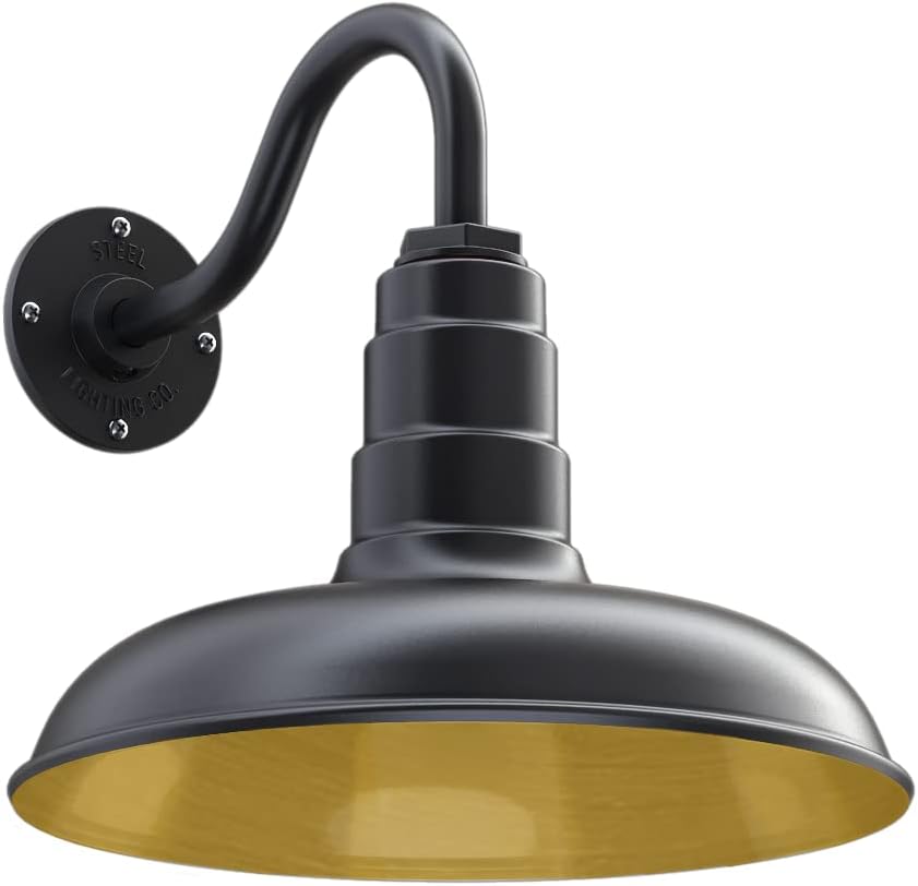 Black 14 inch Dome Outdoor Wall Mounted Barn Light Y4782