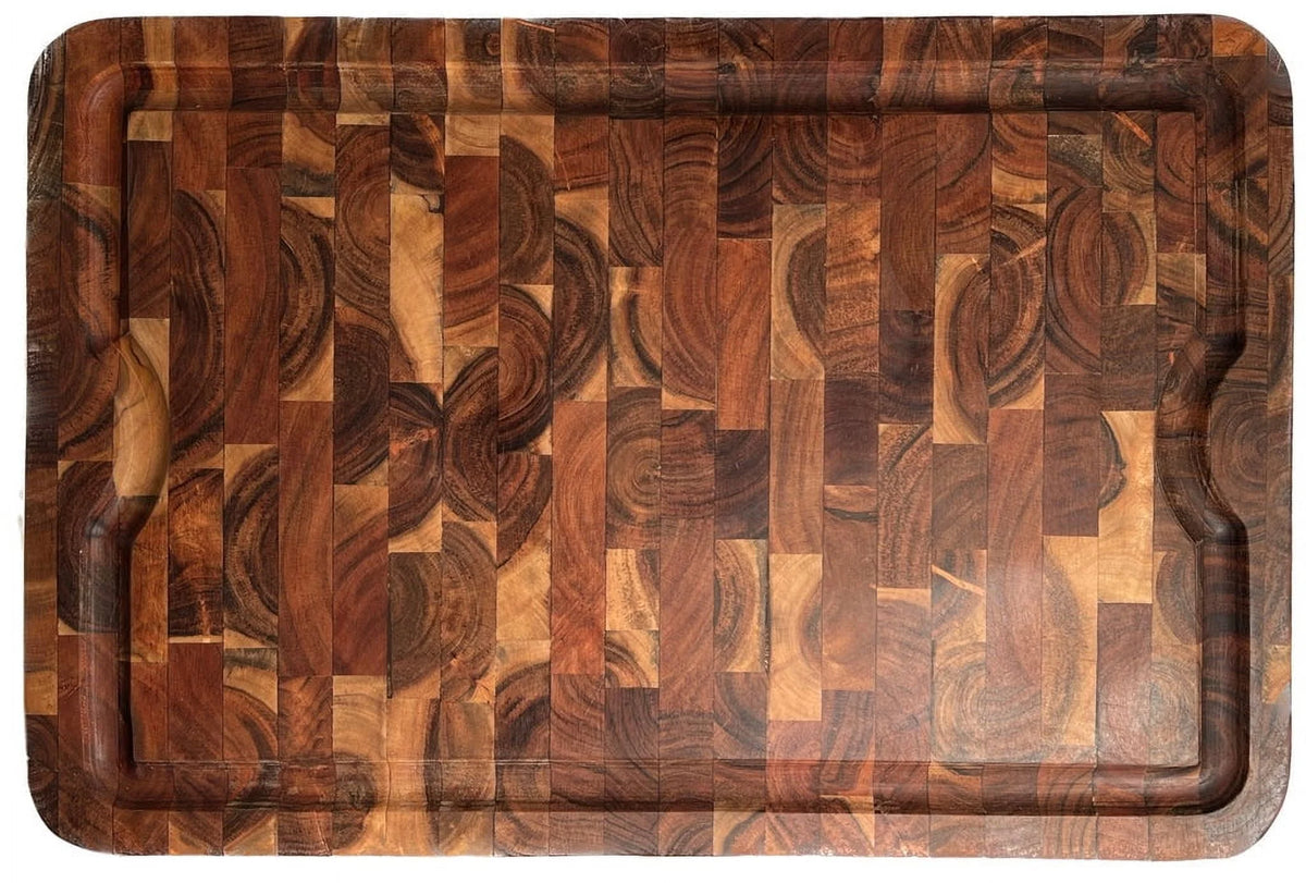 Organic End-Grain Hardwood Acacia Cutting Board with Juice Groove, 24 x 16 x 1 F2638
