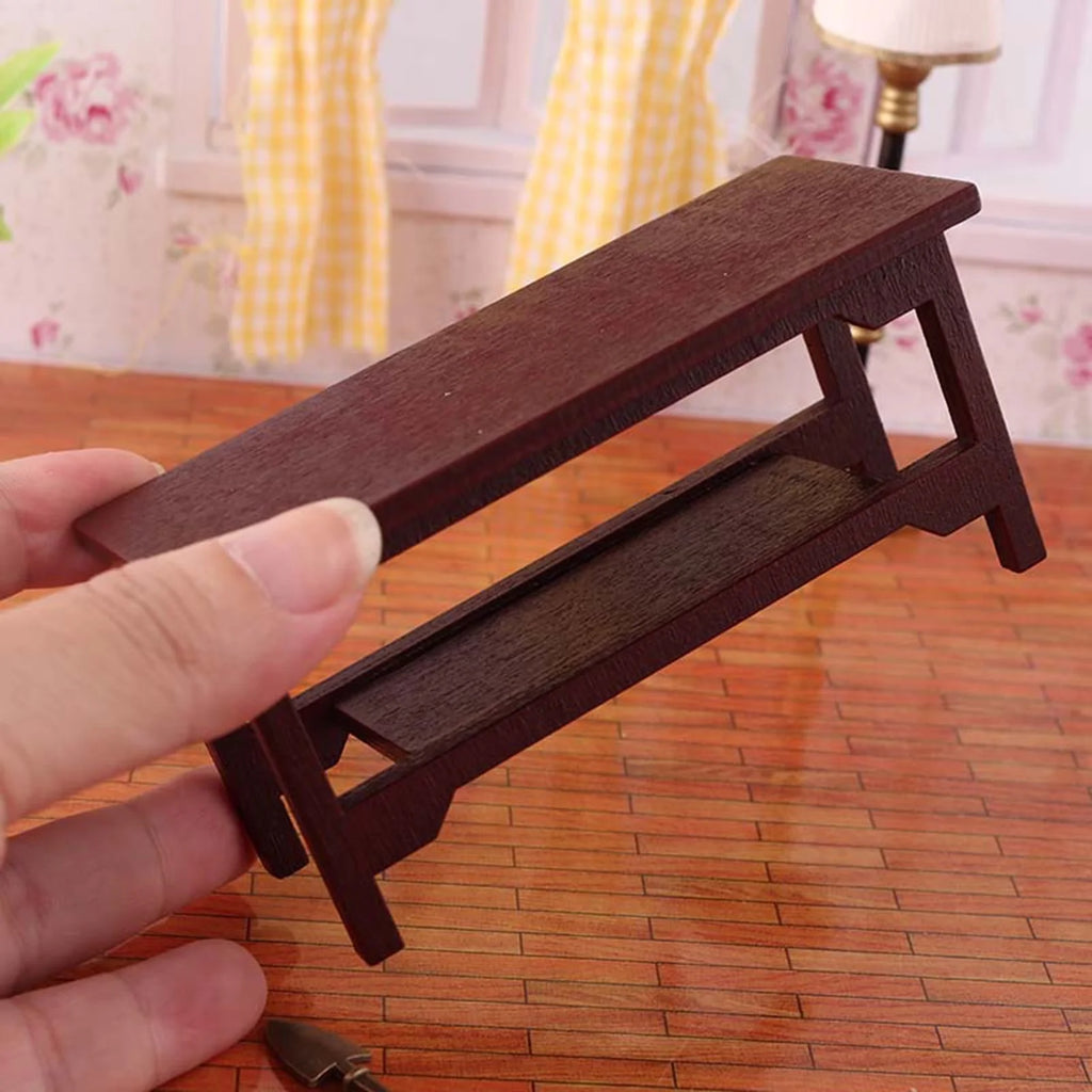 Mini Handmade Retro Wine Red Teatable Dollhouse Furniture Table P4340