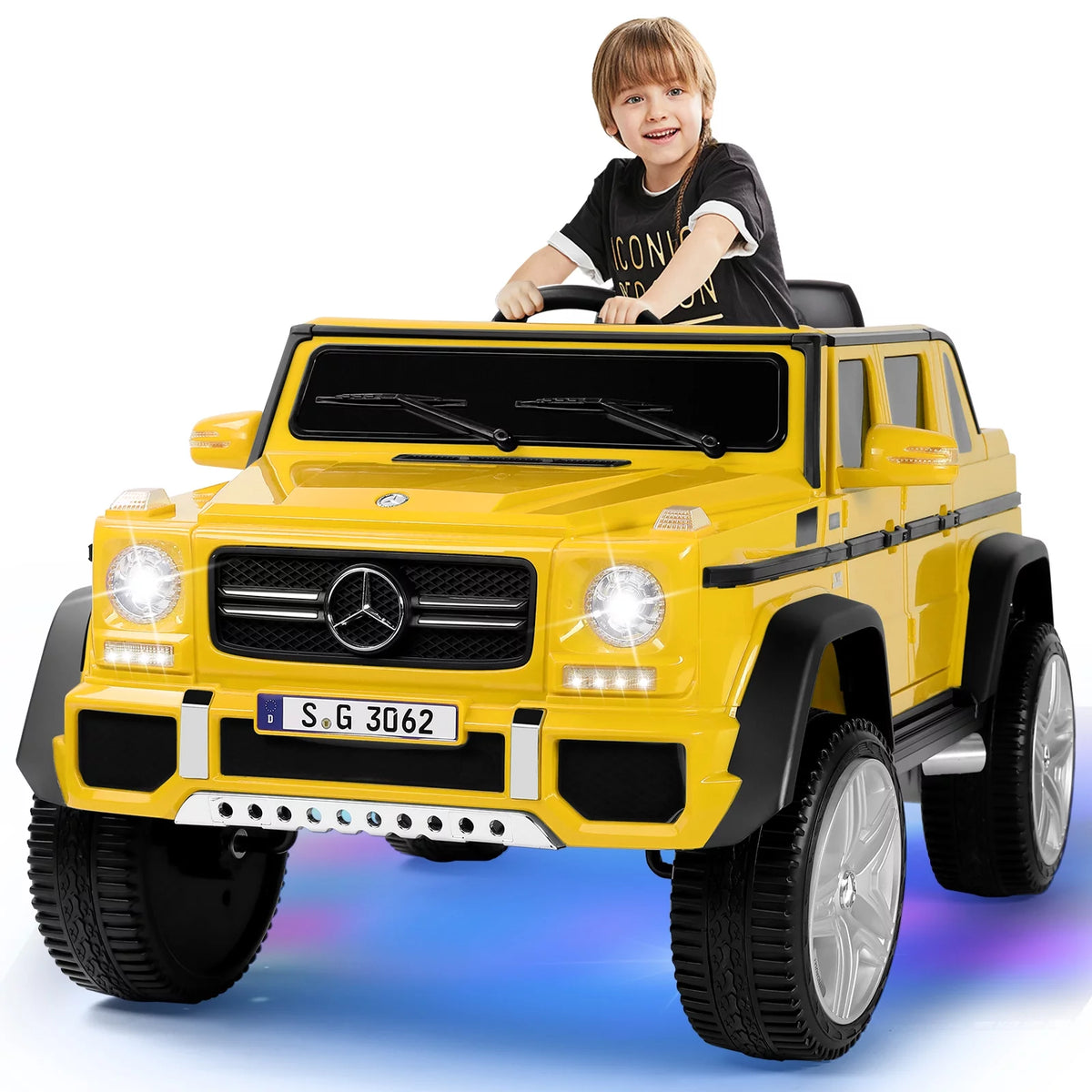 12V Kids Ride On Car with Remote Control, 3 Speeds, LED Lights, Bluetooth, Music (Pink) G347
