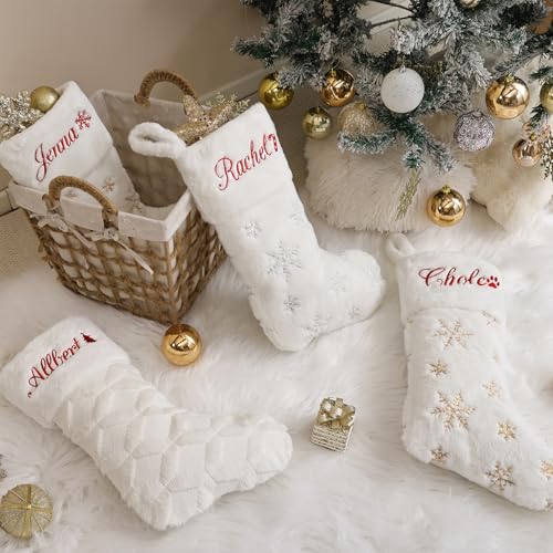 White 1 Pack Large Faux Fur Christmas Stockings U366