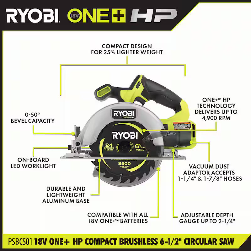 18V Brushless Cordless Compact 6-1/2 in. Circular Saw U1307