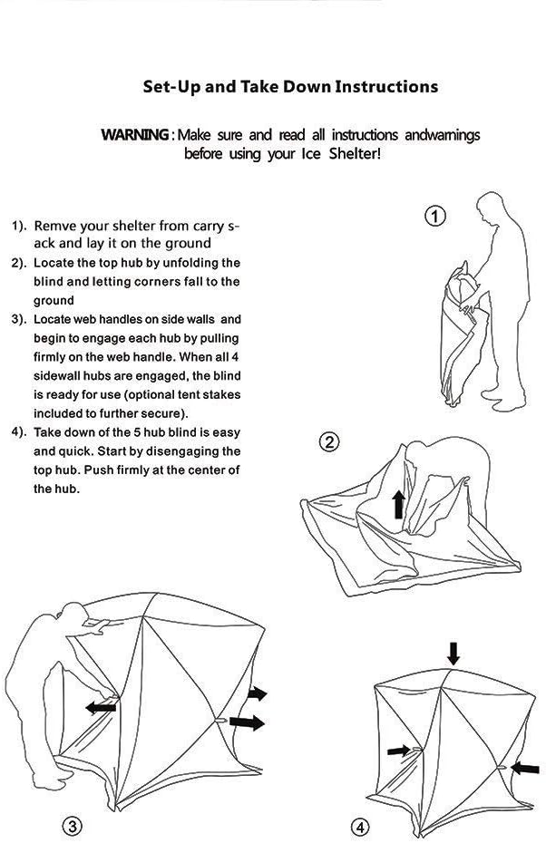 Red 1-2 Person 58X58X66 Waterproof Pop-up Ice Shelter Tent with Carrier Bag O18094