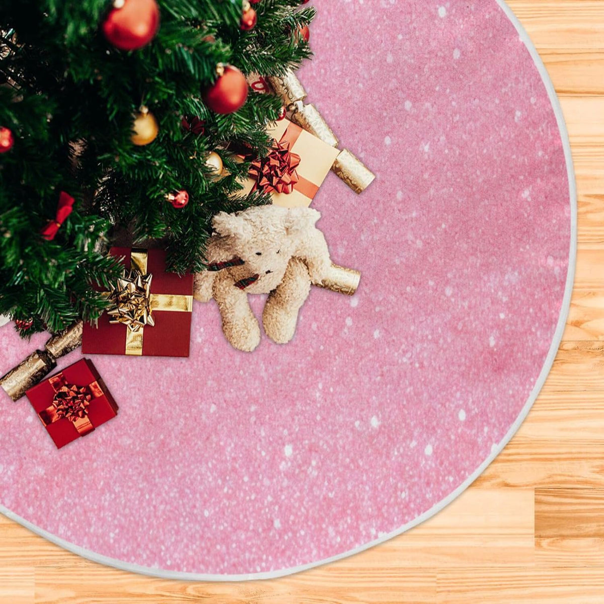 Glitter Blush Pink 47.2" Suede Christmas Tree Skirt J13698