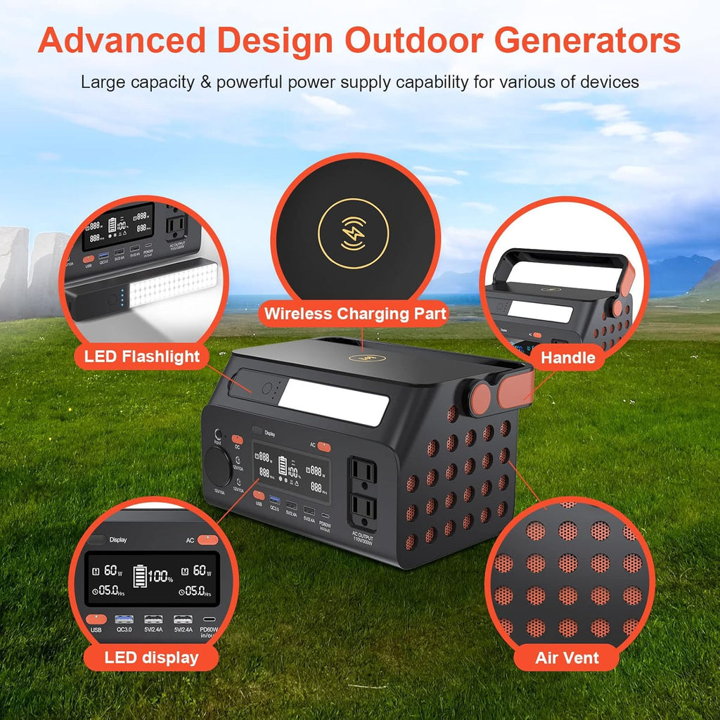 Portable Power Station 296Wh Lithium Battery 110V Pure Sine Wave AC Outlet Z4328