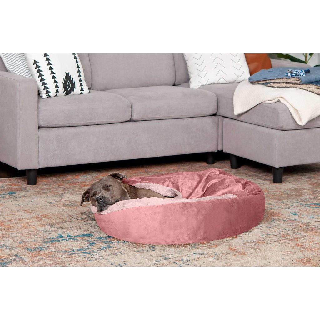 Velvet Faux Fur Hooded Donut Bed X4118