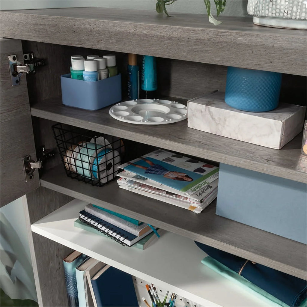Engineered Wood Storage Hutch in Mystic Oak Finish D139