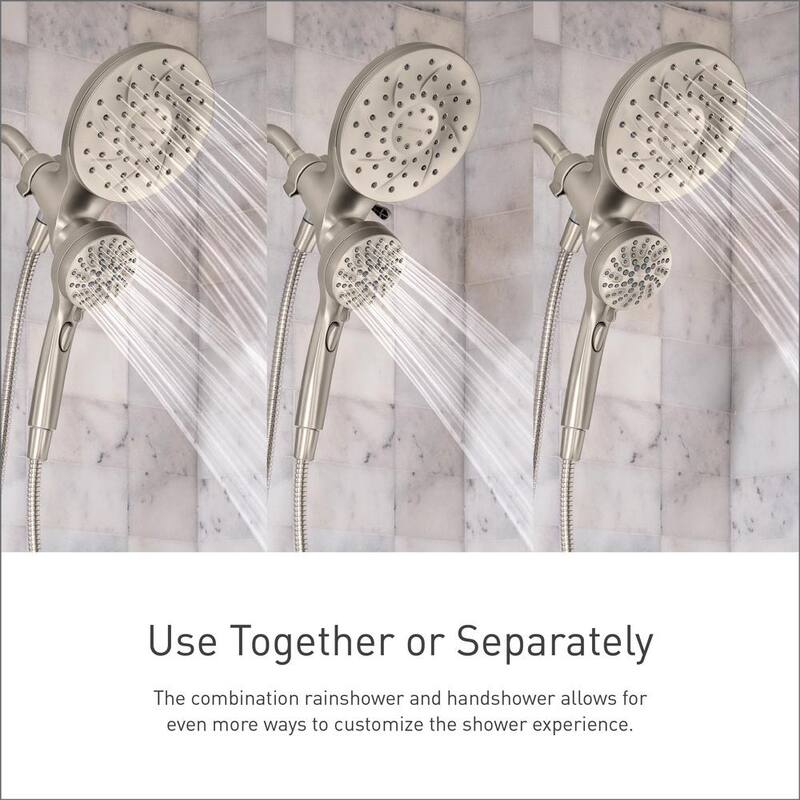 Single Handle 6-Spray Tub Shower Faucet with Rainshower Brushed Nickel B314760
