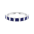 Lab Created Blue Sapphire Half Eternity Ring with Diamond - 2 CT, 14K White Gold, US 6.00 O831055