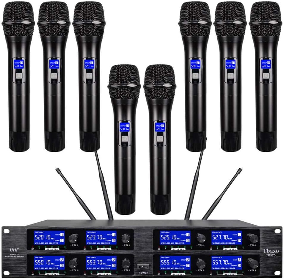 8 Channel UHF Wireless Microphone System Metal Karaoke Mic H969175