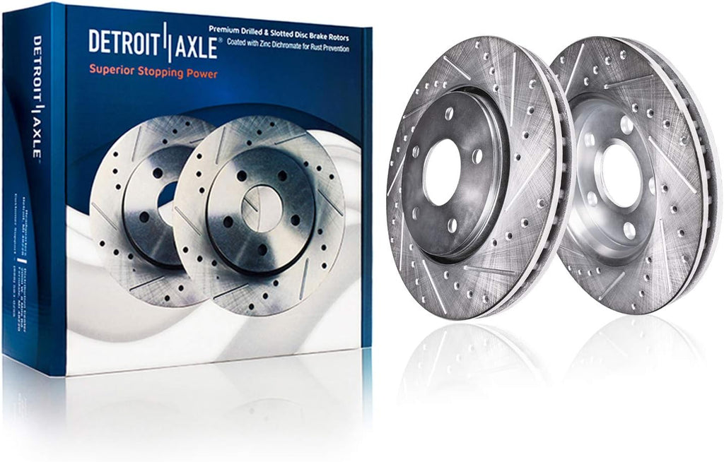 Front Rear Drilled & Slotted Brake Rotors Ceramic Pads with Hardware X625592