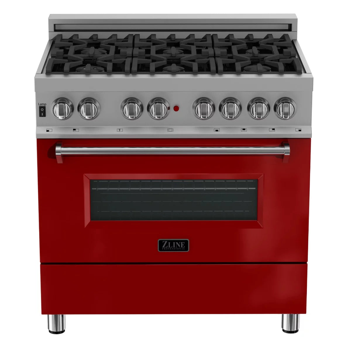 36 in. Dual Fuel Range with Red Gloss Door J3828