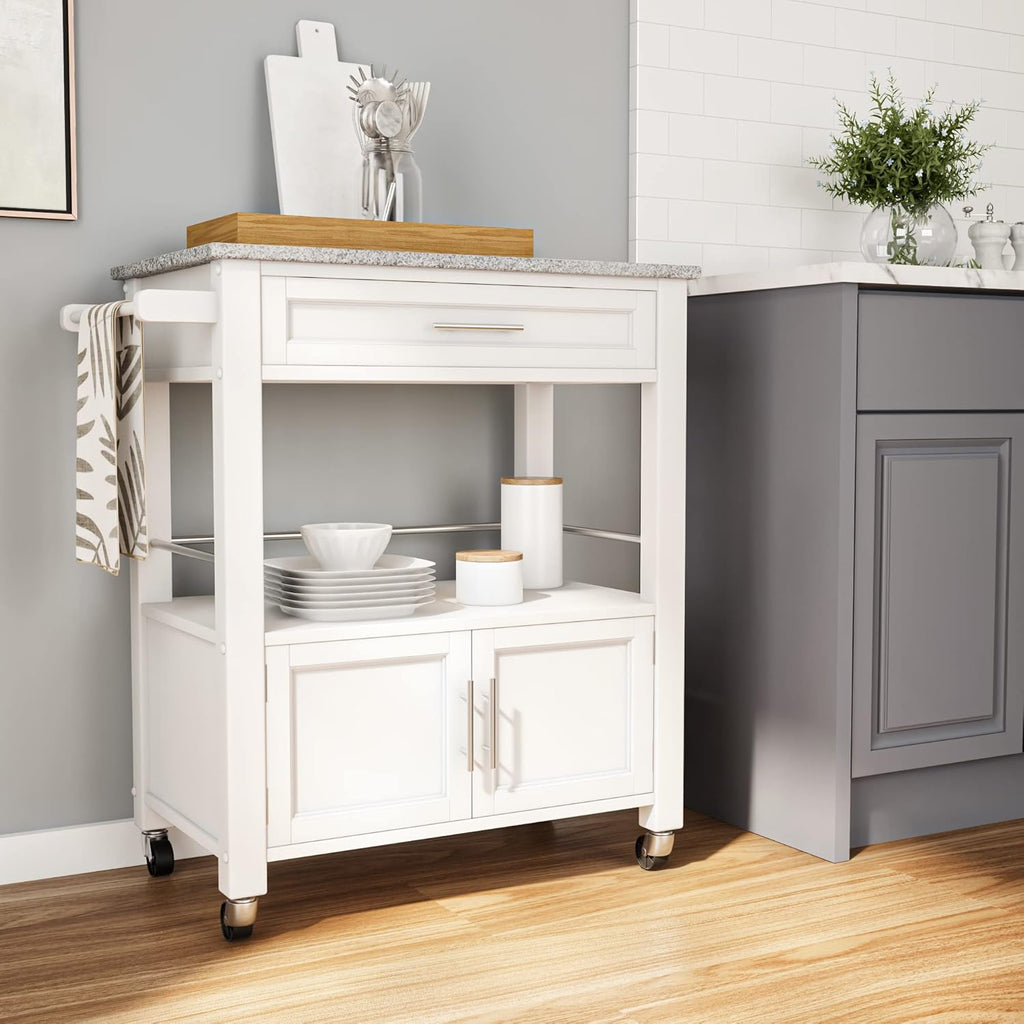 White Kitchen Cart D398