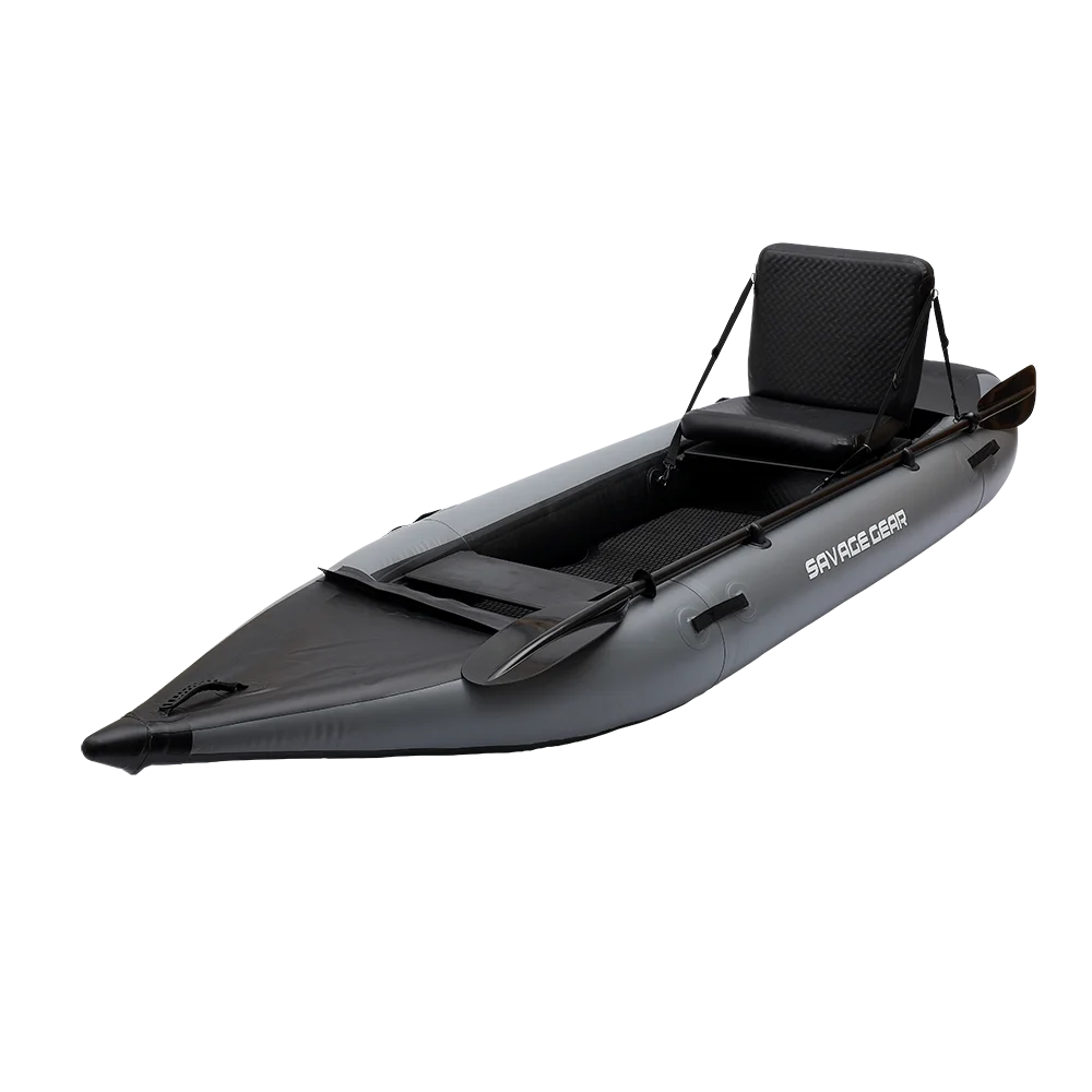 Inflatable Kayak Fishing Boat Set with Seat, Pump, Paddle, Repair Kit, Grey PVC G4122