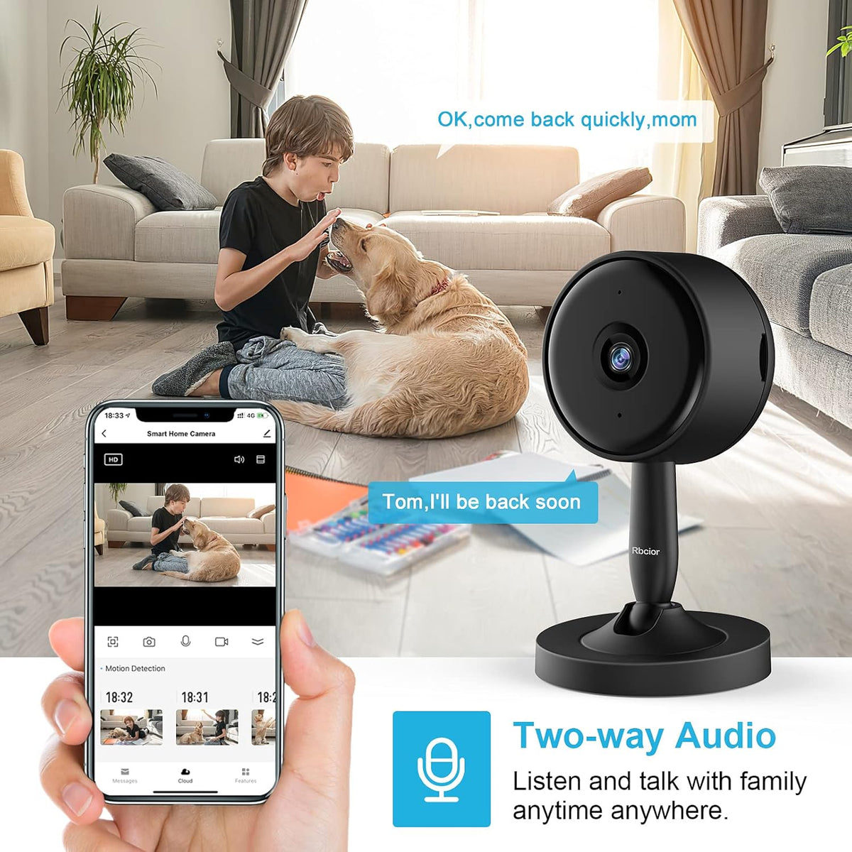 2 Pack 1080P 2.4GHz WiFi Wireless Indoor Security Camera with Night Vision J430