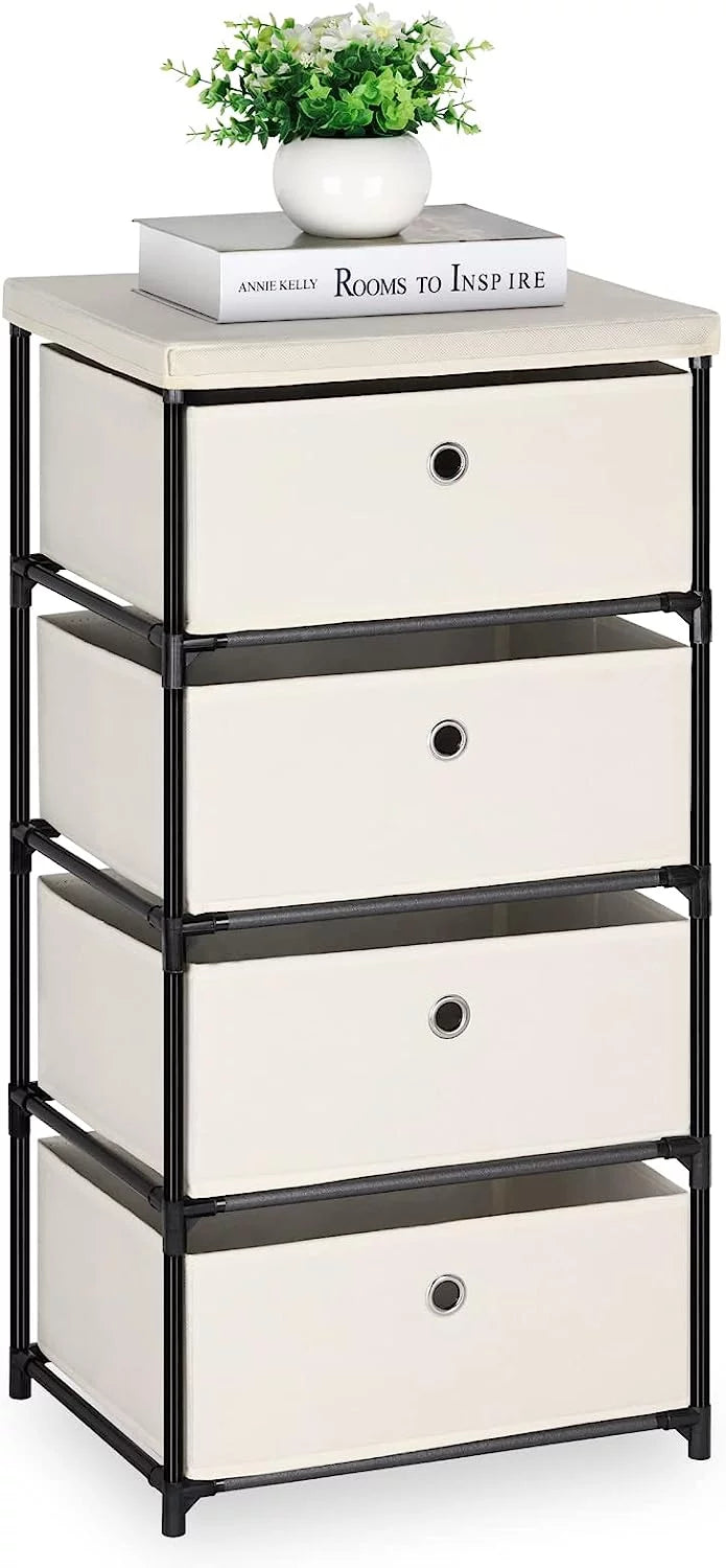 White 4 Drawer Fabric Storage Dresser X88609
