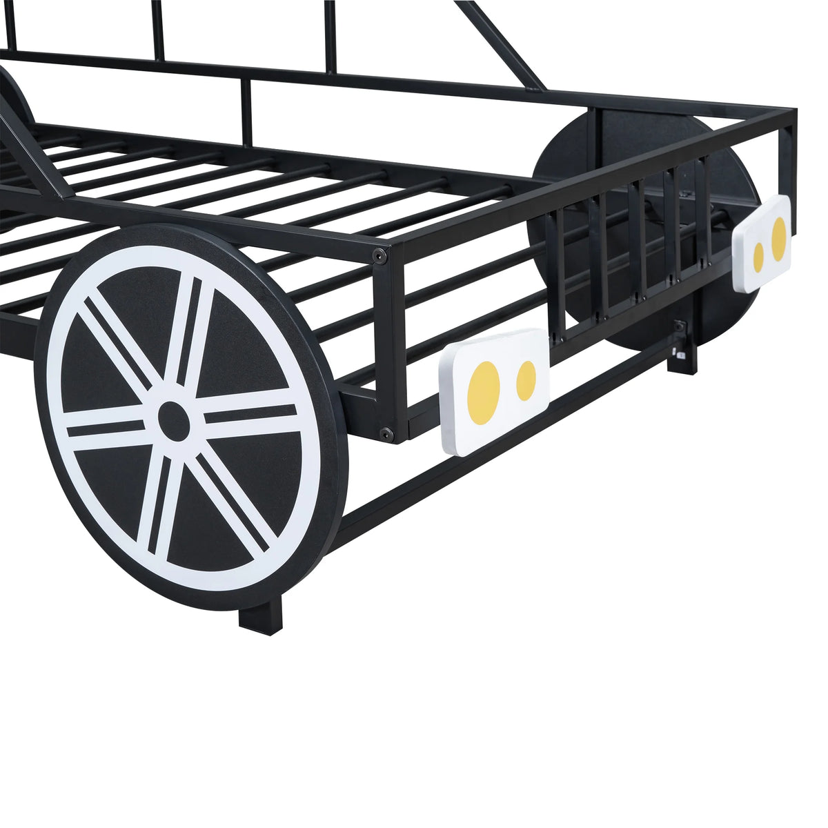 Twin Size Metal Bed Frame with Headboard and Guardrail F6057