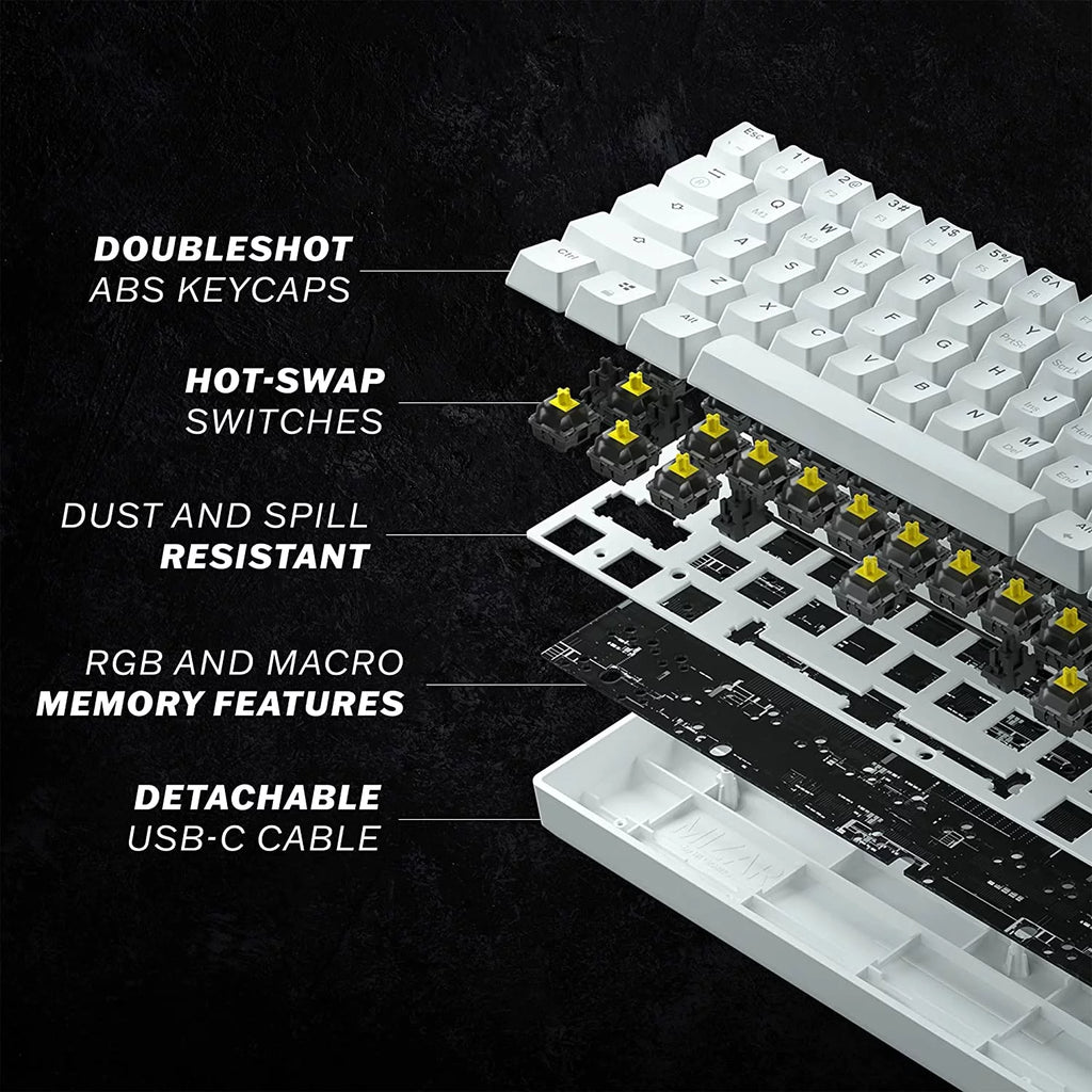 White Gateron Optical Black 61 Keys RGB Mechanical Keyboard Q733