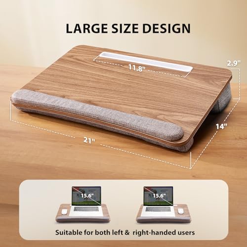 Brown Lap Desk with Cushion and Extra Storage Pocket G4153
