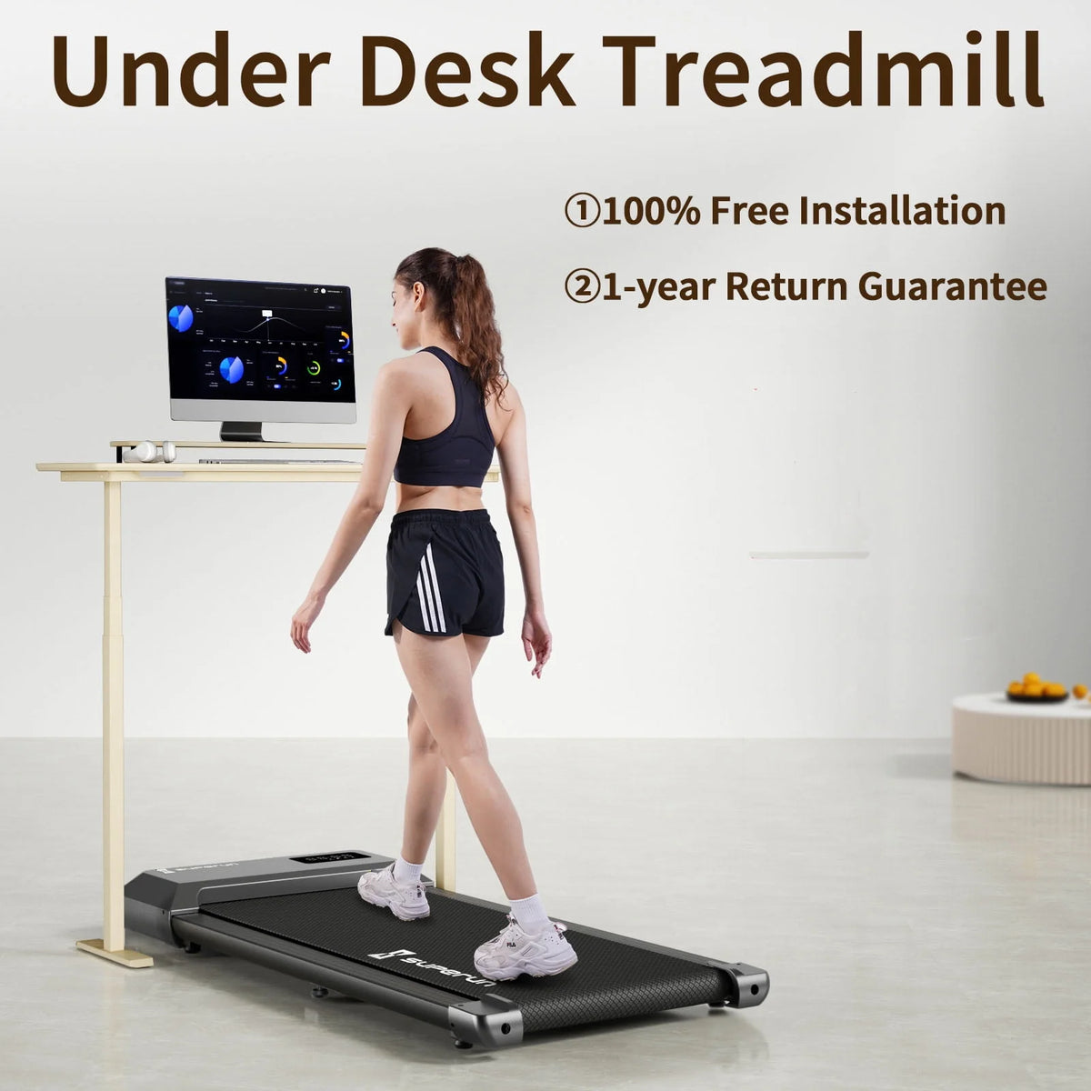 2 in 1 Under Desk Treadmill with Remote Control and LED Display R2297