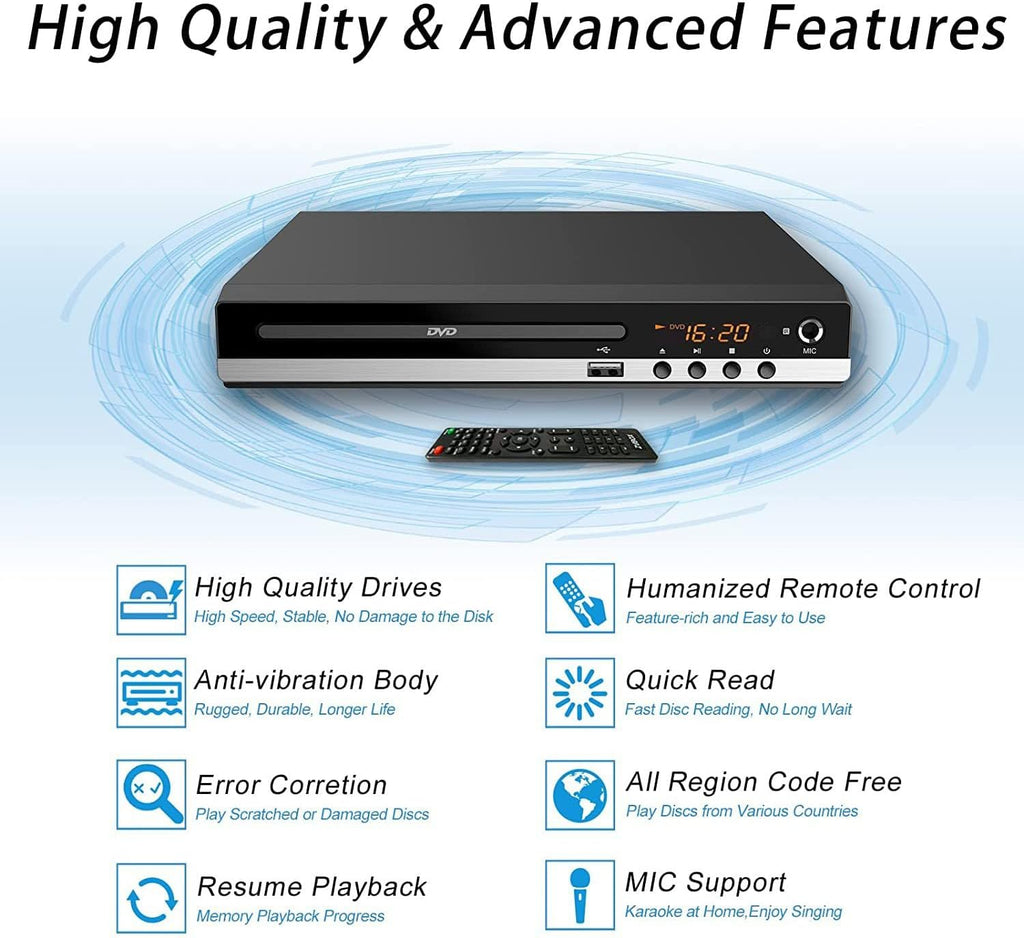 Compact DVD Player with Remote HDMI and RCA Cables USB Input F272648