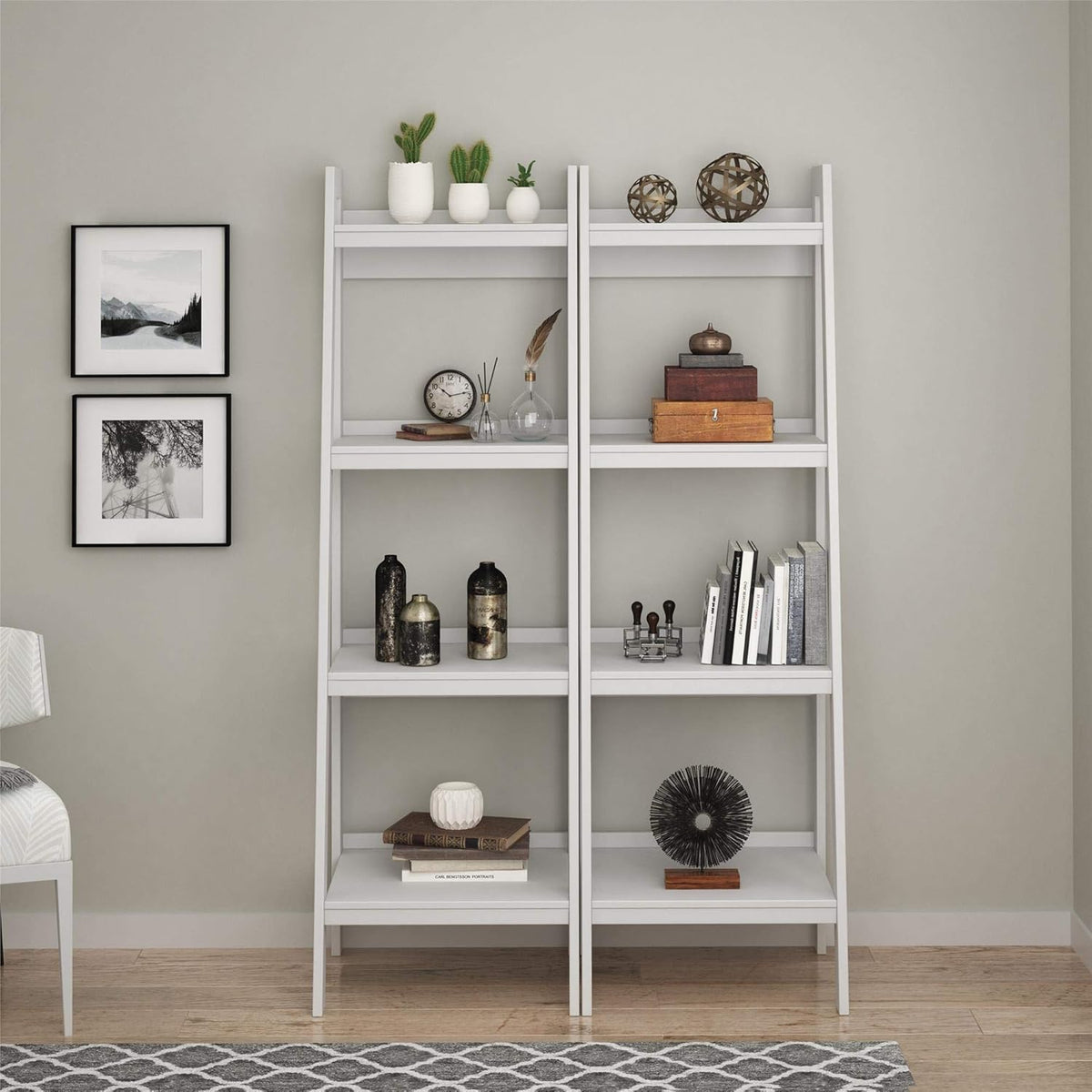 4 Shelf Ladder Bookcase, Black Y8829