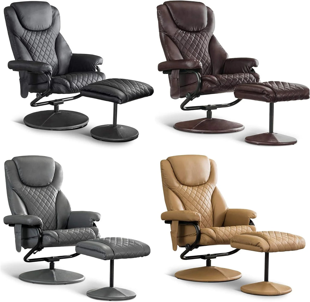 Grey Faux Leather Recliner with Ottoman P32639