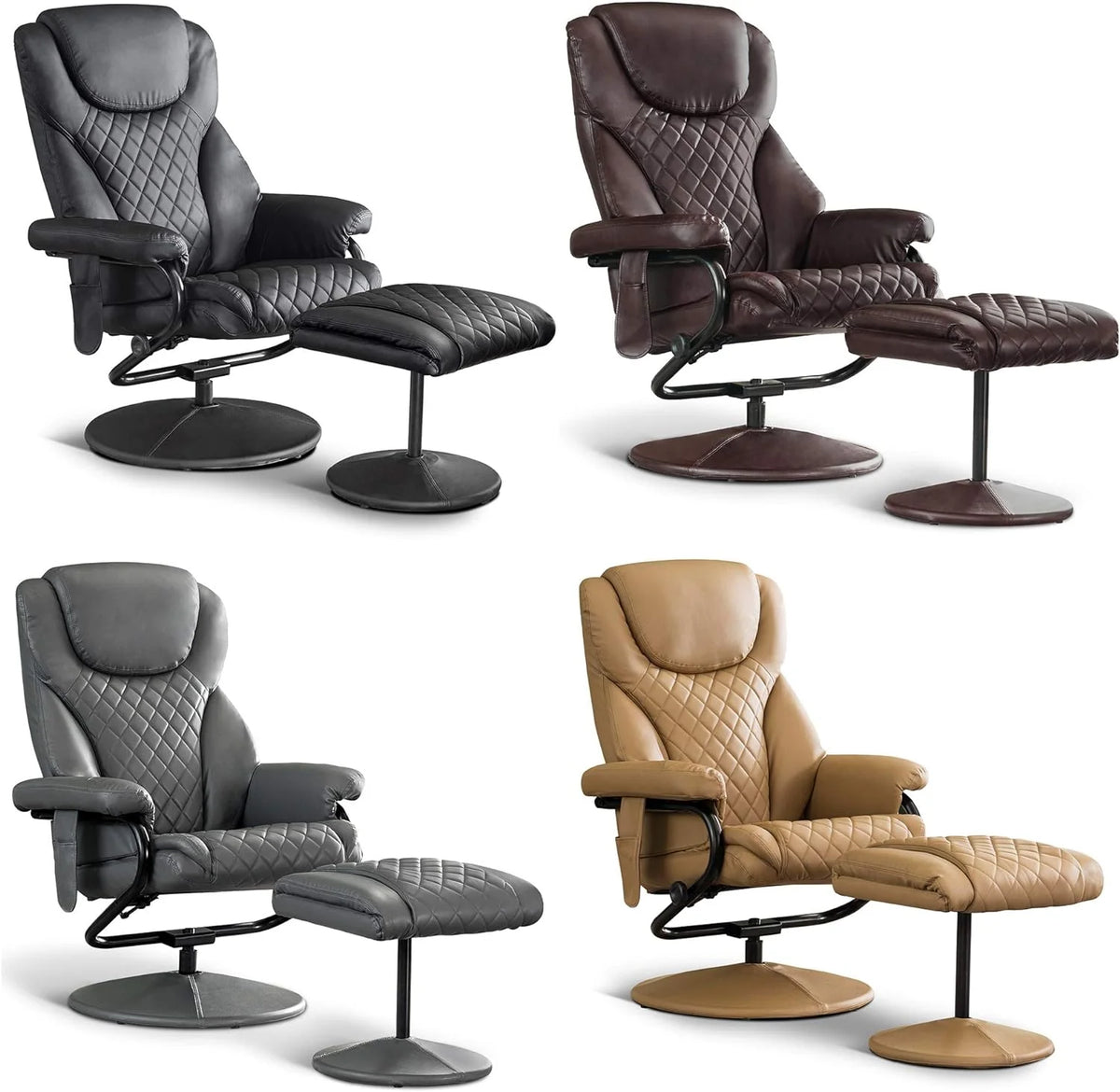 Grey Faux Leather Recliner with Ottoman P32639
