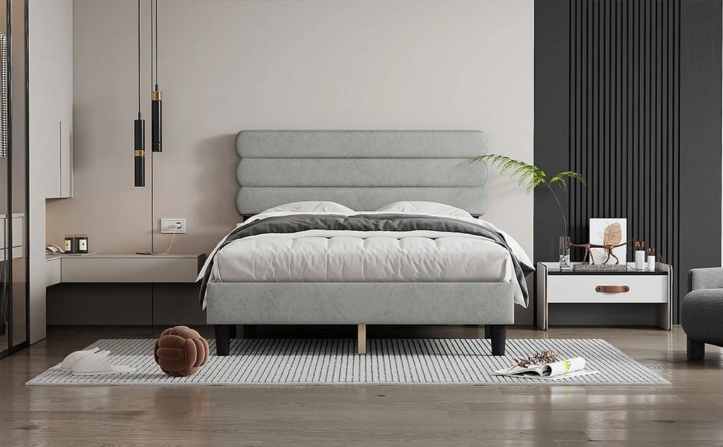 Full Size Bed Frame Light Gray M407923