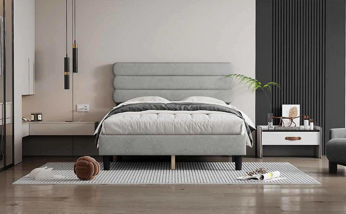 Full Size Bed Frame Light Gray M407923