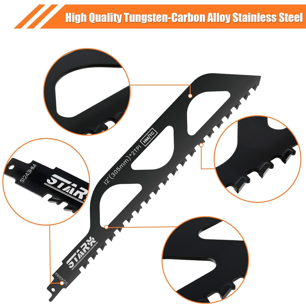 Reciprocating Saw Blades, Hard Alloy Masonry Blade, 12in/305mm F56204