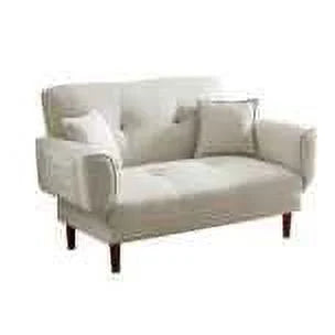 Beige Upholstered Sofa Bed with 2 Pillows P4413