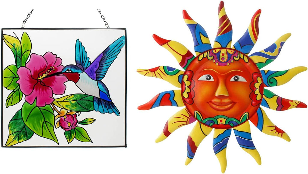 Hummingbird Stained Glass Window Hangings with Metal Chain X343