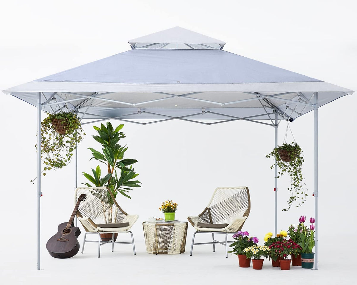 13x13Ft Pop Up Canopy Tent Folding Shelter Grey R49648