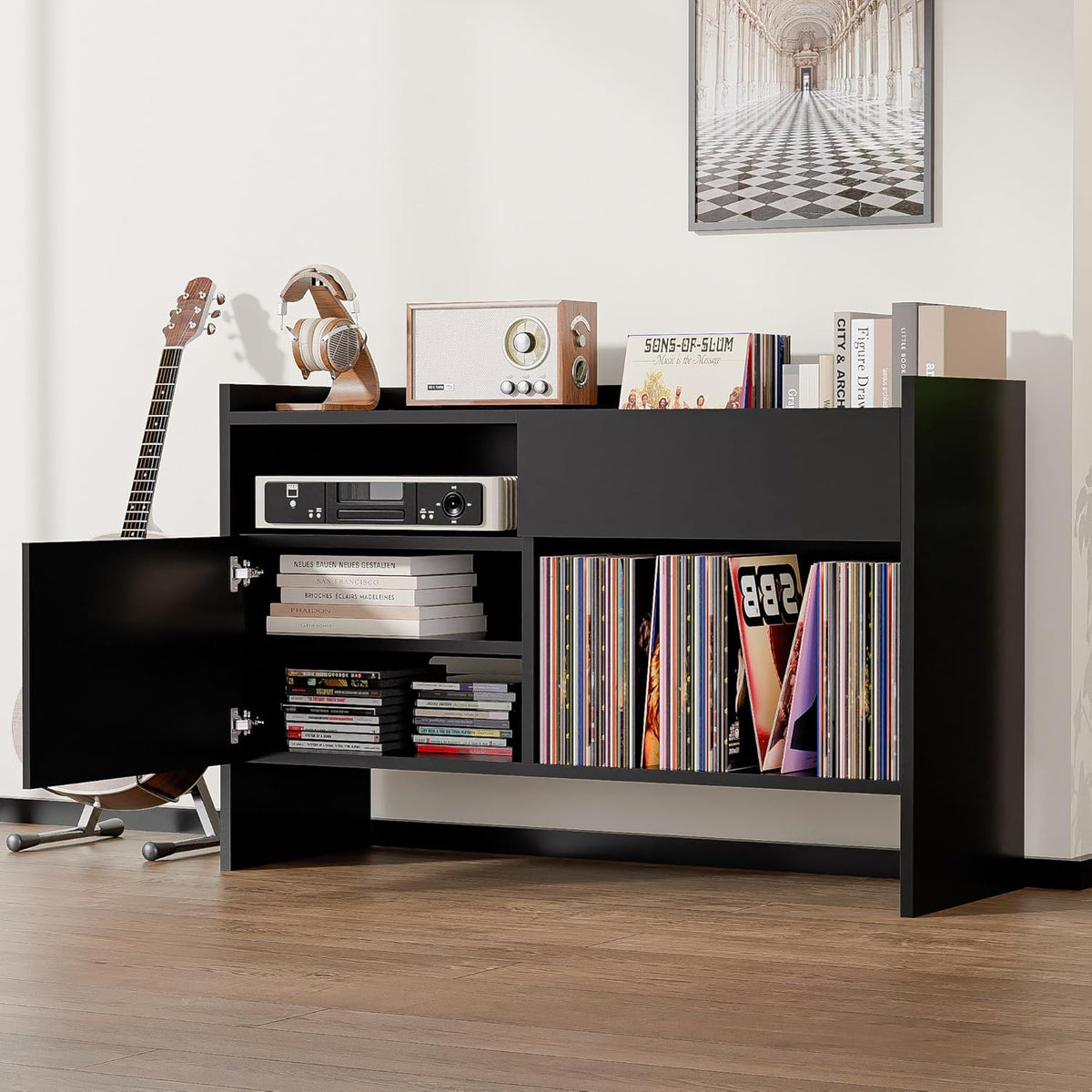 Black Record Cabinet P58256