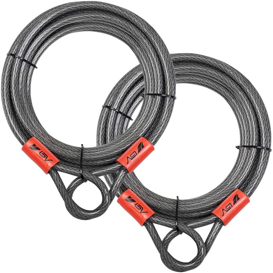 30FT Braided Steel Security Cable with Loops 3/8 Inch Set of 2 A288