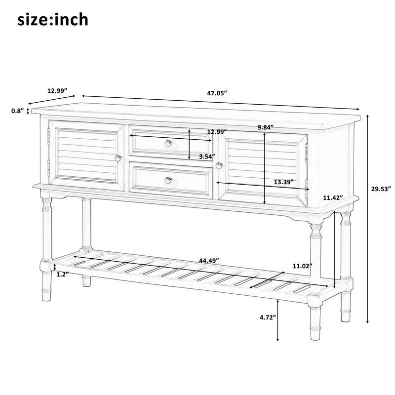 Modern Console Table with 2 Drawers, 2 Cabinets and 1 Shelf - Red C5071