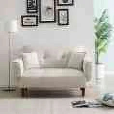 Beige Upholstered Sofa Bed with 2 Pillows P4413