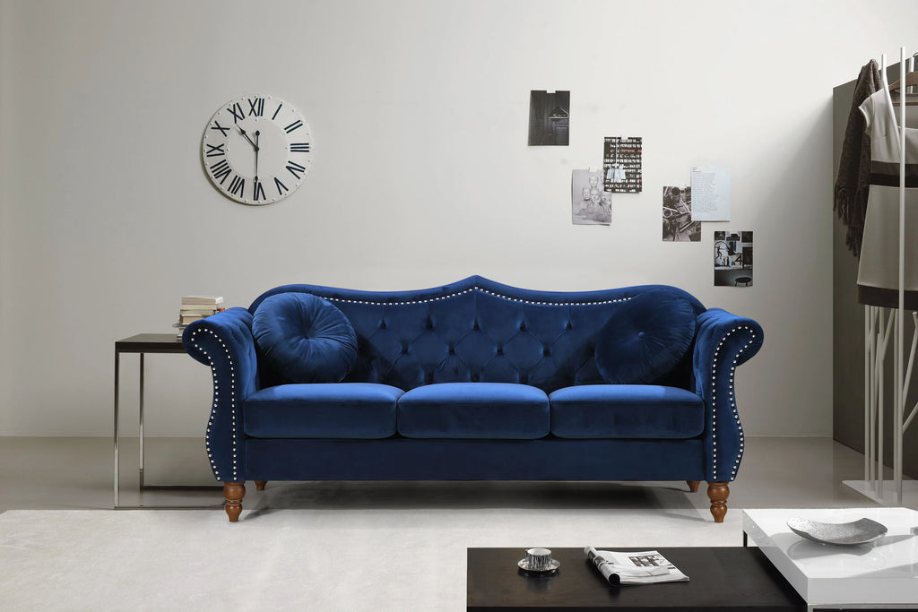Blue 2 Piece Chesterfield Living Room Set D123