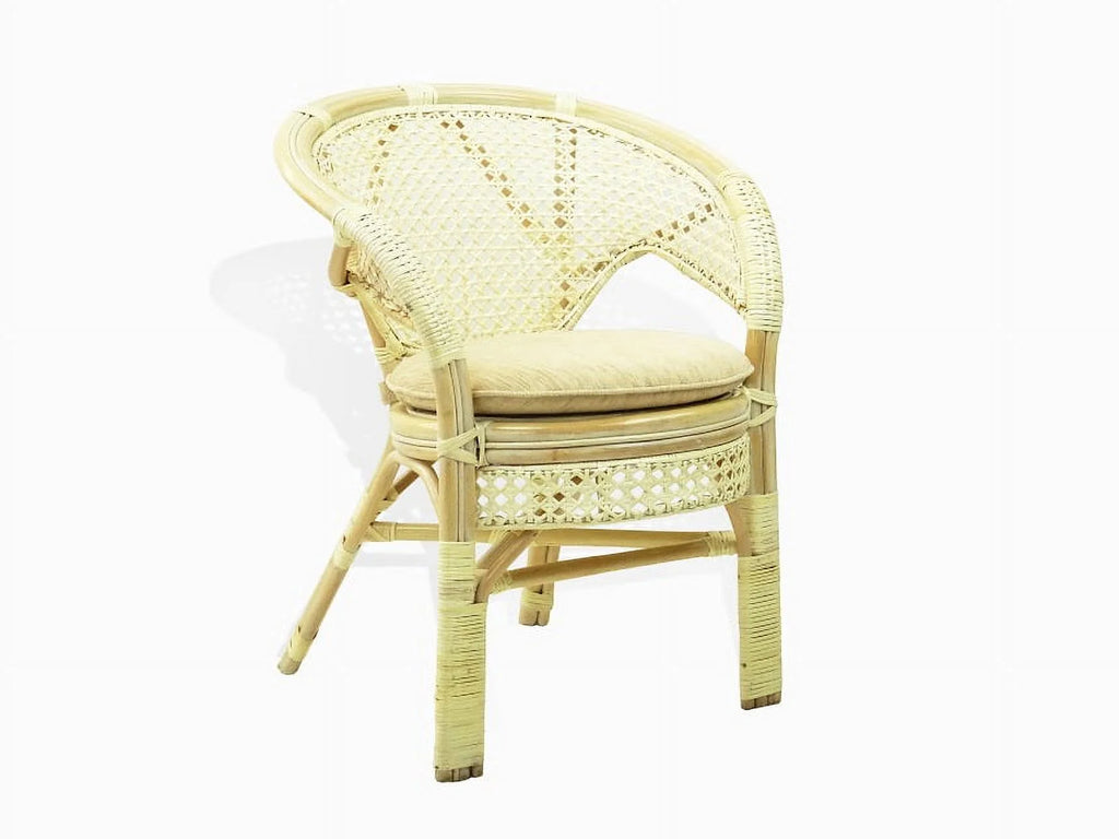 Set of 4 White Wash Rattan Wicker Dining Armchairs I70655