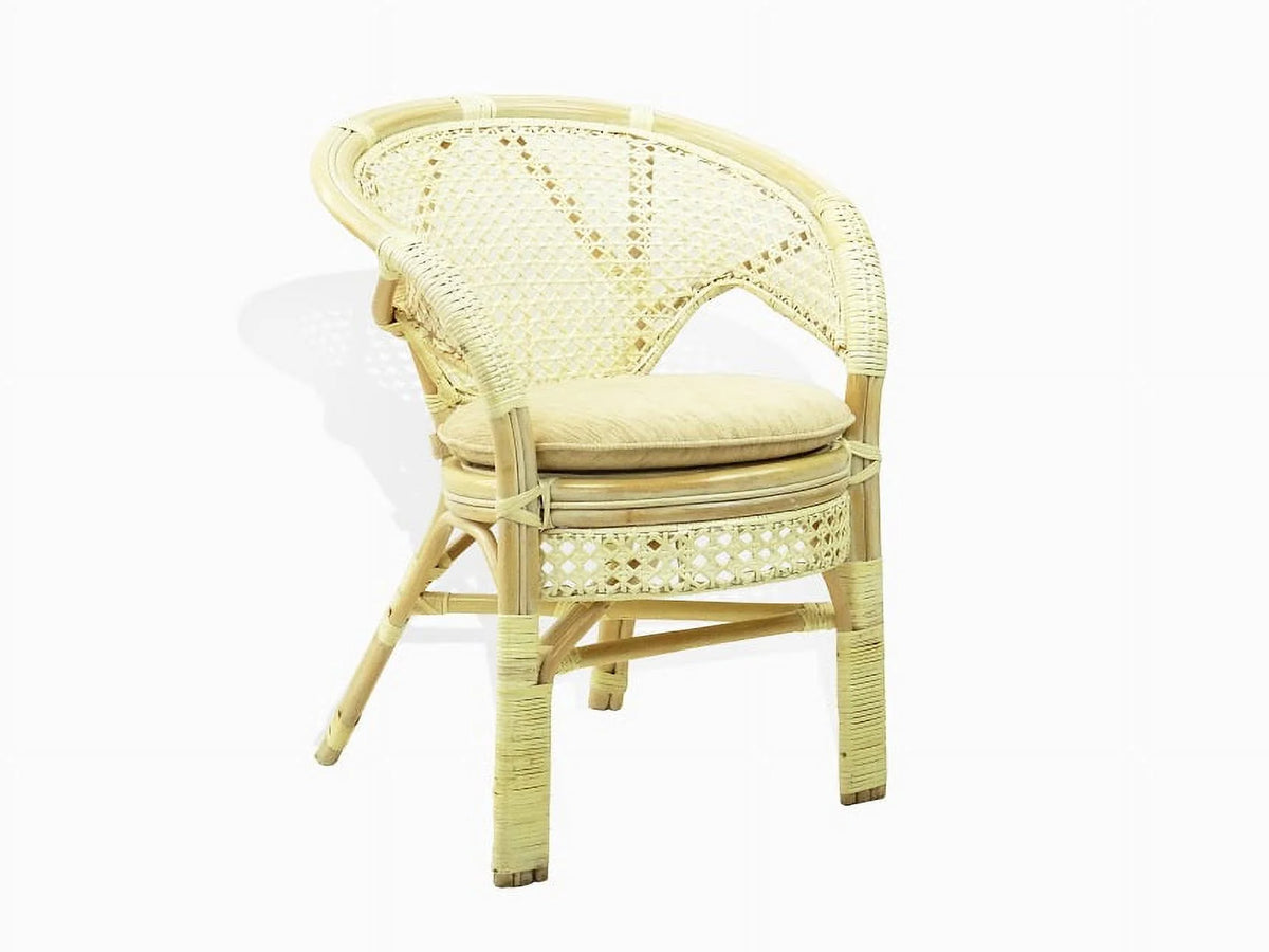 Set of 4 White Wash Rattan Wicker Dining Armchairs I70655