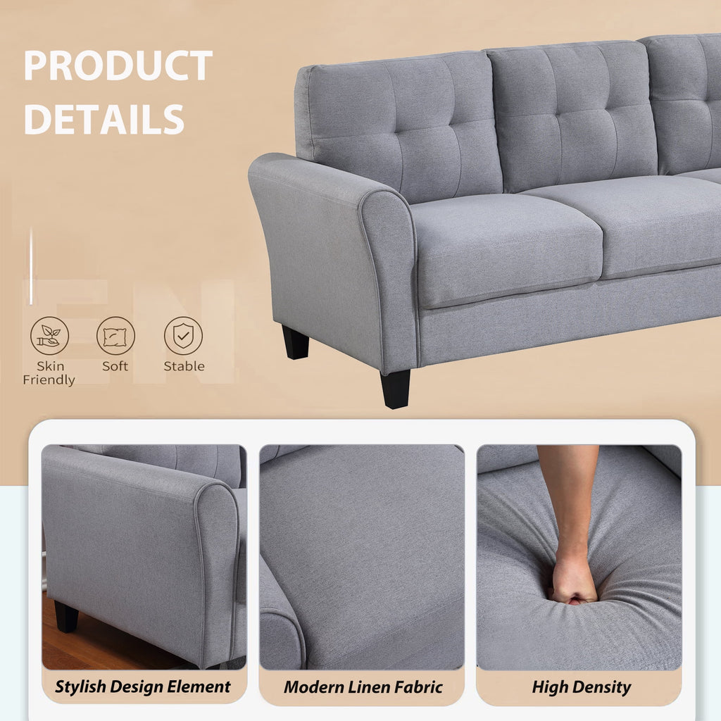 58" Gray Upholstered 2 Seater Sofa Y92845