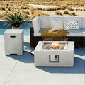 28" Terrazzo Round Propane Fire Pit Table Set with Tank Cover Side Table M54215