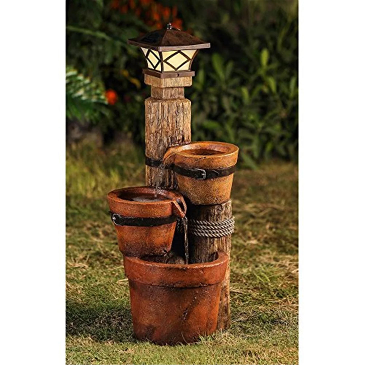 Solar Pillar Lamp Water Fountain E859108