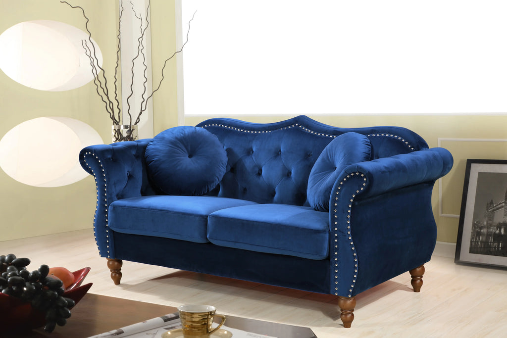 Blue 2 Piece Chesterfield Living Room Set D123